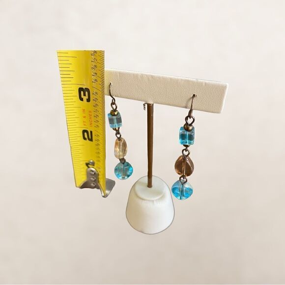 Beaded Bronze & Turquoise Matching Necklace and Earring Set - Picture 7 of 8